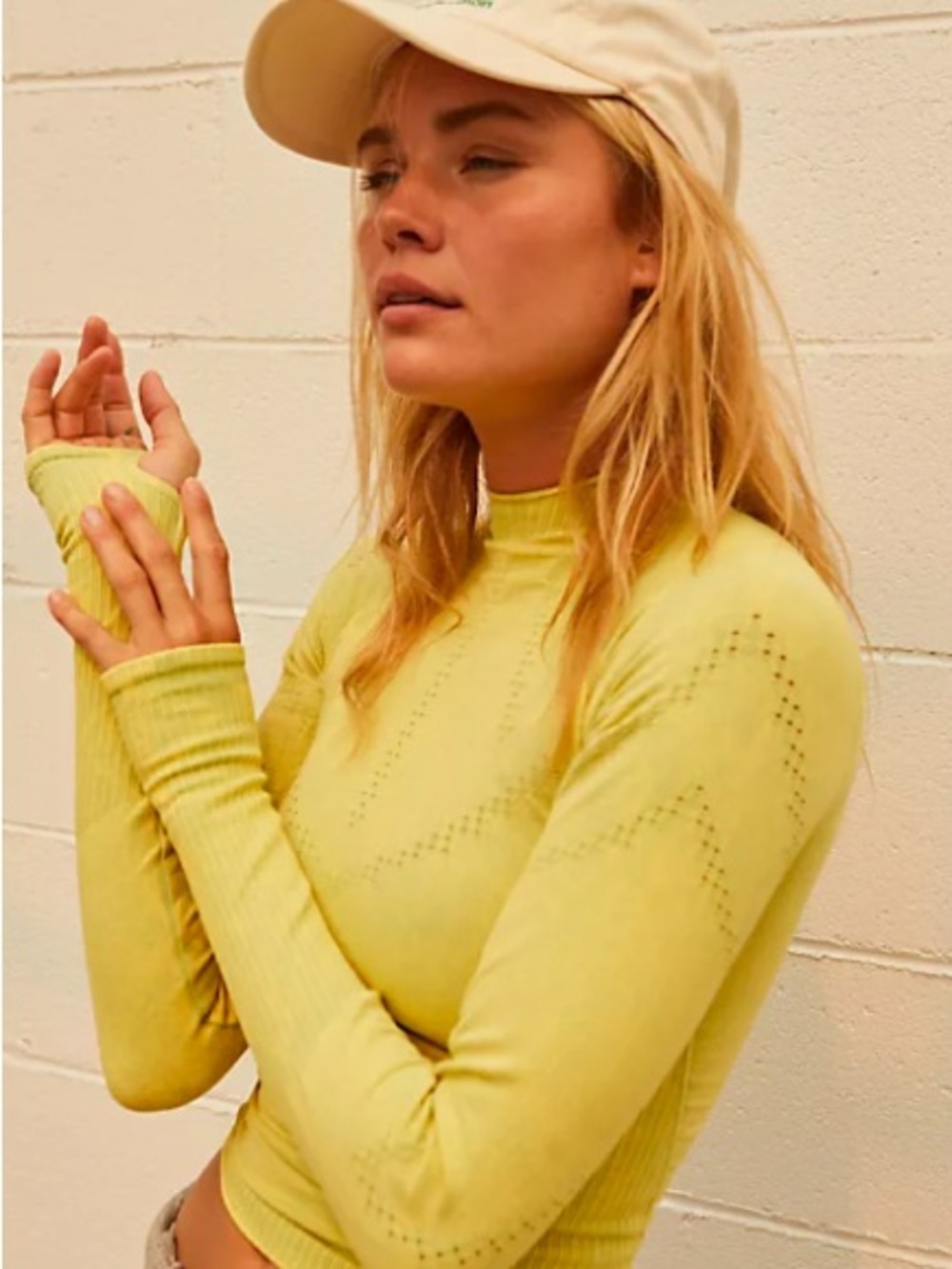 Free People Movement Good Karma High Neck Layer Top Green Pineapple Punch XS